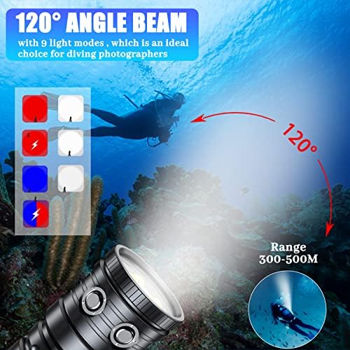Нуркање светло за подводна фотографија, 25000lumens супер светла фенерче за нуркање, 100м водоотпорно подводно видео светло