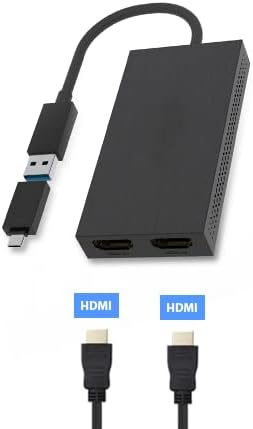 4xem- USB 3.0 до двојно HDMI 4K адаптер- USB 3.0 домаќин HDMI 1.4 женски пристаништа со USB-C до USB-A адаптер