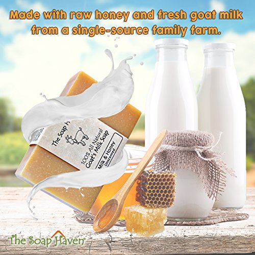 4 козјо млеко сапун со мед - рачно изработени во САД. Целиот природен сапун - несечен, без мирис, млеко од свежи кози. Прекрасно за чувствителна