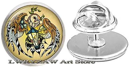 Owl Pin Owl Brouch White Owl Jewel Brooch за него уметнички подароци за неа за мажи уметнички подароци, M285