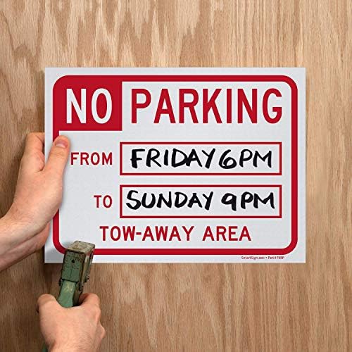 SmartSign „Привремено паркирање-градежна зона, знак за запишување на влечење“ | 9 x 12 полистирен