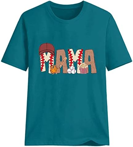 Женски дами летни кратки ракави врвови симпатична графичка маица обична мама кошула мека модерна вградена тема за трчање