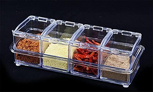 WPYYI Clear Seasoning Rack Spice Pots - 4 парчиња акрилни зачинети кутии - тегли за контејнери за складирање - крцкање со покривка и лажица