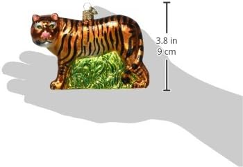Божиќни украси од стариот свет: животински животни стакло разнесени украси за елка, тигар