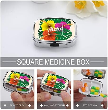 Цвеќиња со кутии со пилули со хавајски алоха плоштад во форма на таблета таблета, преносен таблета со витамин контејнер, организатор