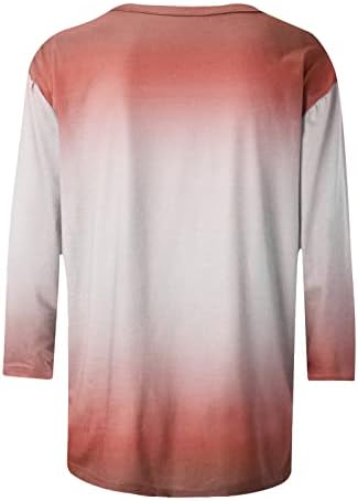 Дами 3/4 маички со ракави градиент блузи кошула брод со шифри за вратот тркачки салон за салони за бои маици од маици на маици