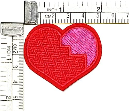 Кленплус 2 парчиња. Скршено Срце црвено Шие Железо На Везени Закрпи Цртани Налепници Занаетчиски Проекти Додаток За Шиење Сам