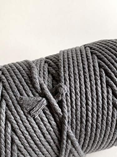 4мм 3 влакно извртено јаже со макраме - сива сенка