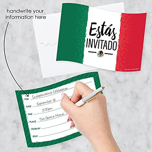 Голема Точка На Среќа Вива Пополнување Покани Во Форма На Мексико - Картички За Покани За Денот На Независноста На Мексико Со Пликови-Комплет