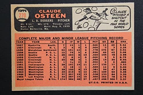 Клод Остин Доџерс 1966 Топс 270 Потпишан Автограм Бејзбол Картичка ЈСА