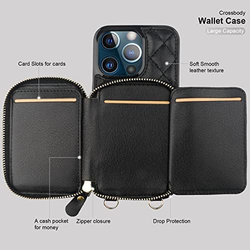 Bocasal Crossbody Clossid Case за iPhone 13 Pro, RFID блокирање на PU кожа патент чанта чанта Флип -капакот, куќиште на фолио со картички