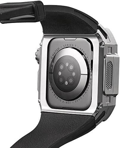 Комплет за модификација на јаглеродни влакна на Jdime ， за Apple Watch 8 Ultra 45mm флуор гумен каиш ， carbonfiber case за iwatch