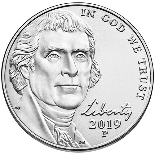 2019 P&D BU Jefferson Nickel избор нециркулирано сет на пари од нане 2 нане 2