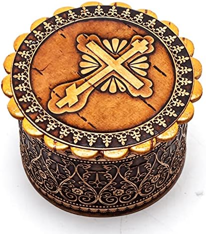 Д 60 мм Сибирски обрасци рачно изработена кутија за накит од брезакберк