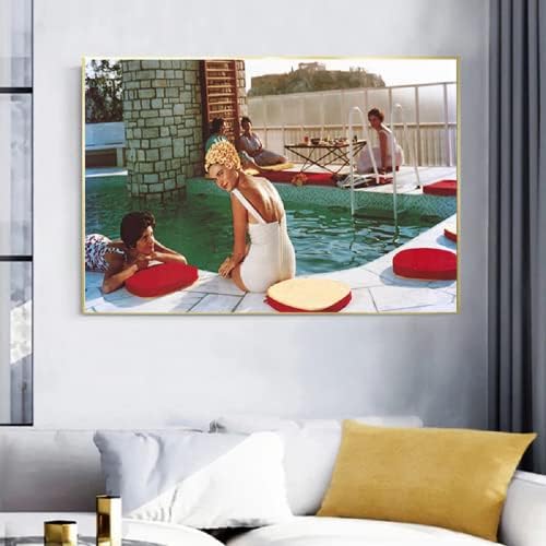 Oyffl модерна уметност платно сликарство тенок фитинг арон јахти слетување базен забава ретро фотографија постер дома дневна соба слика декор