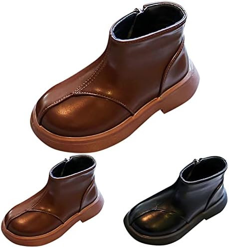 Есен и зимски деца чизми момчиња и девојчиња чизми на глуждот дебели единствени странични патенти странични патенти чизми за девојчиња