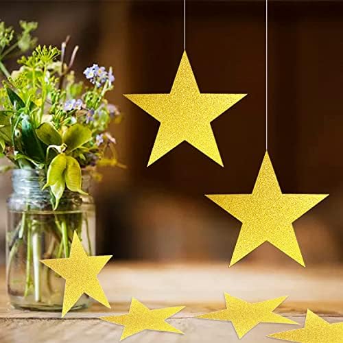 60 парчиња сјајни starsвезди златна хартија starвездички украси за забави постери за постери за украсување на материјали за конфети