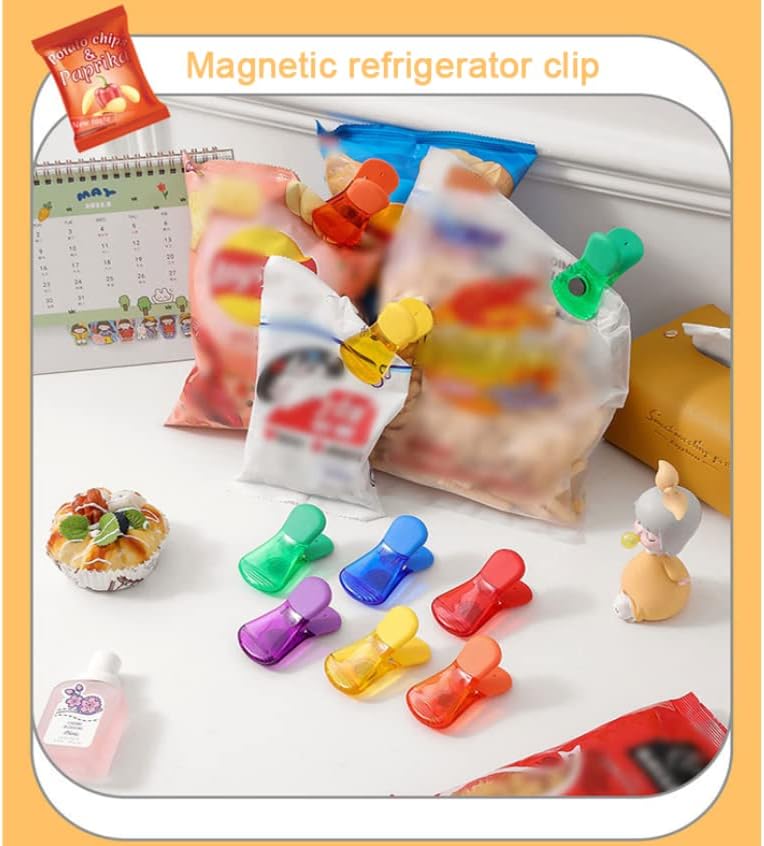 Комплет Од 6 Магнетни Клипови За Запечатување Храна-Пластични Клипови За Складирање Храна И Кујна, Клипови За Чипс и Снек, Забавни Клипови За