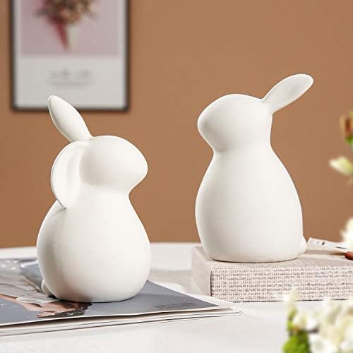 Goodstart Керамички бел зајак, Божиќни украси Зајак, Денот на благодарноста зајаци, порцелански модерна уметност домашна декорација,