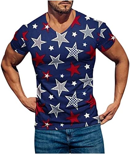 Плус големина 4-ти јули врвови за мажи Американски знаме печати празник патриотски кошули 2023 маици на Денот на независноста