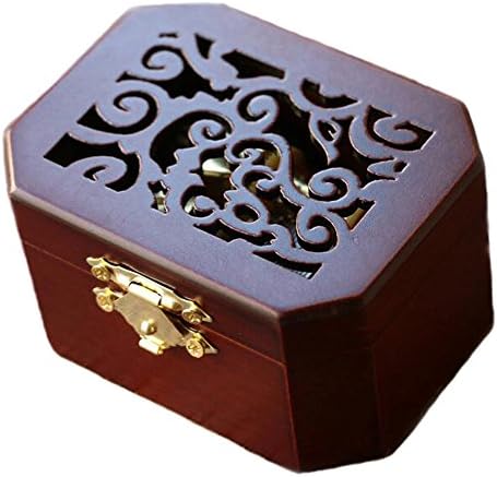 Fnly 18 Белешки Антички врежана дрвена музичка кутија со ветерници, музичка кутија со треперење на мала starвезда, со движење со злато, октагонално