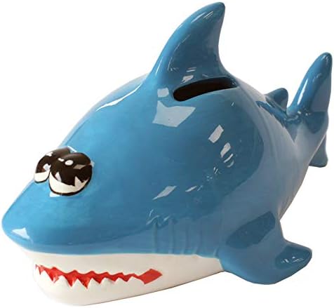 Крокари за пари за пари - Ајкула од Делуксбаза. Симпатична банка за заштеда во форма на животни за деца и возрасни
