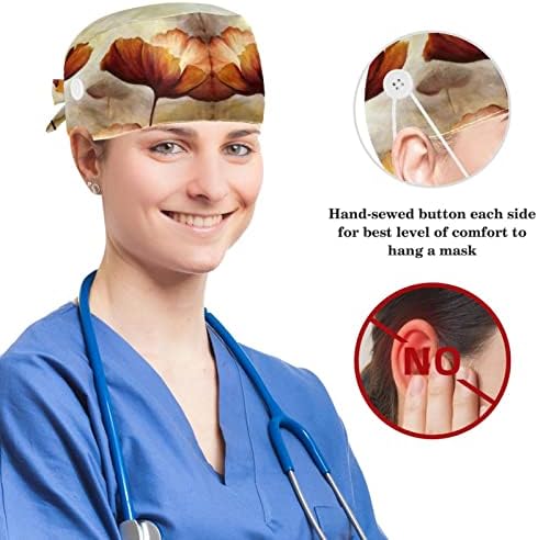 Операција капа буфан капа работно капаче со копчиња и лакови за коса за жени, долга коса, афиони гроздобер