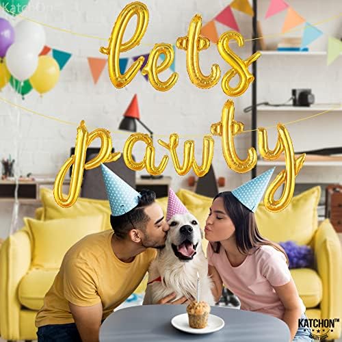 Katchon, Gold дозволува букви со балон со пили - 16 инчи | Домашни роденденски забави за кучиња за украси за роденден на кучиња | Балони на Патрол Патрол, Декорации за роденд