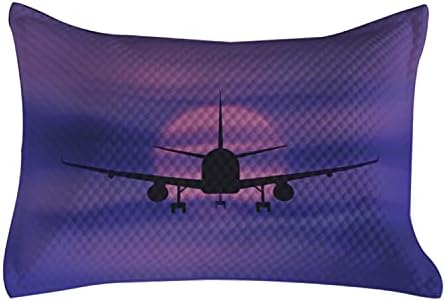 Амбесон Авион со ватиран перница, авионска силуета во сонуван зајдисонце небото одмор одмор на одмор, тема за патувања за одмор, стандардна