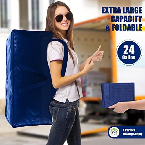 Удобно Семејство 4 Спакувајте Тешки Екстра Големи Торби За Движење Со Ремени За Ранци - Силни Рачки &засилувач; Патенти, Торби За Складирање