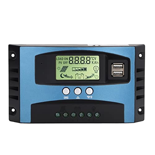 Fafeicy MPPT Соларни Задолжен Контролер, 12v 24v Автоматски Идентификација LCD Дисплеј Двојна USB Излез Соларни Полнење Регулатор