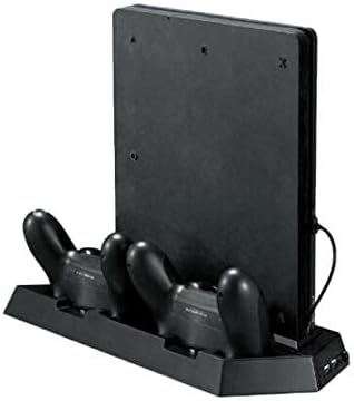 Вертикална Штанд Конзола За Игри Контролер Вентилатор За Ладење Приклучок Со Двојна Станица ЗА Полнење ЗА PS4 Слим