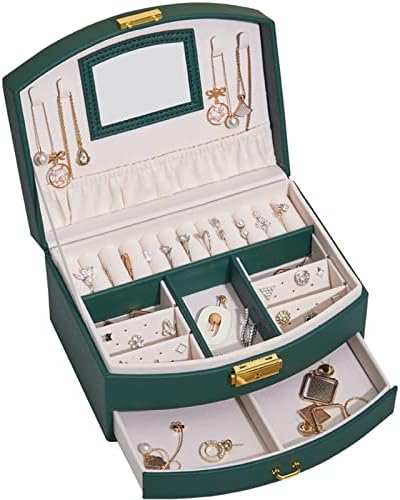 Двокатна Кутија За Складирање Накит Од Кожа За Обетки Прстени Од Типот На Фиока Кутија За Накит Додатоци За Сортирање Кутии