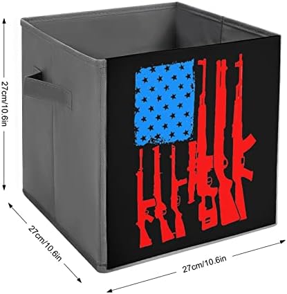 Американско Знаме Со Пиштоли Големи Коцки Корпи За Складирање Склопувачки Платно Кутија За Складирање Организатори На Плакарот За