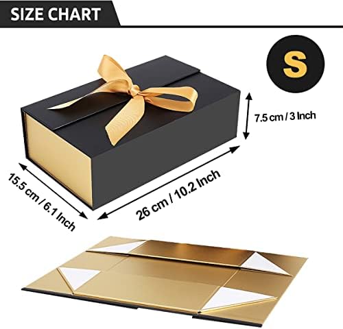 Кутии за подароци на Нарум со капаци за подароци, мала црна кутија за подароци што може да се склопи со лента и магнетно затворање, кутии
