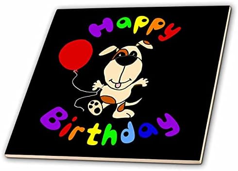 3дроза Смешно Танцување Кученце Куче Со Балон Среќен Роденден Цртан Филм-Плочки