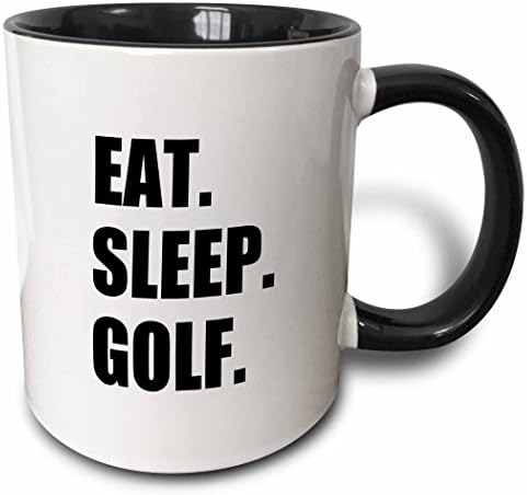 3drose Јадете сон Забавен текст подароци за ентузијасти за голф и про голфери со два тона кригла, 11 мл, црно