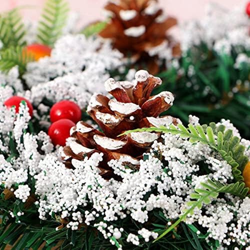 Wdhomlt Божиќен венец високо реален рачно изработен вештачки венец украсен со борови конуси Бери јата венец бор иглички венец