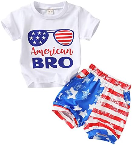Облека за момче помлади дрвја за дете на 4-ти јули маица Денот на независноста на американското знаме Летни шорцеви постави мало дете 12 милиони-5Т
