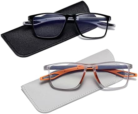 Oonун-oonон читање очила мажи 2 пара спортски стил удобно и флексибилно сино светло блокирајќи ги читателите за мажи