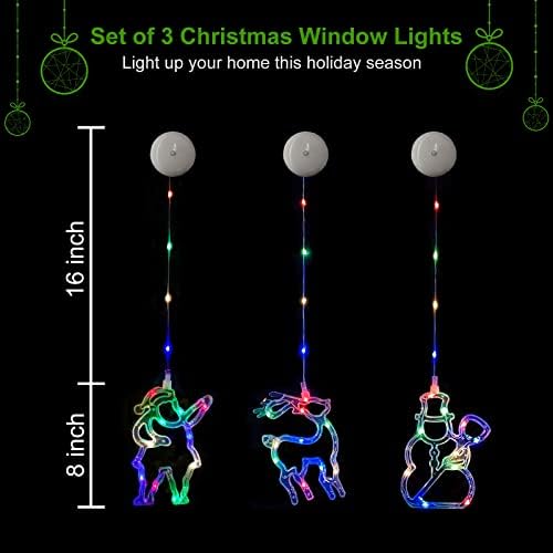 Lewis & Wayne 3 пакет пред осветлените Божиќни прозорци светла завеса Светла светла Силуета со повеќебојни батерии управувана со чаша