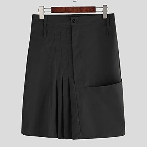 Менски панталони 42х34 Менс моден случајн шкотски стил ретро цврст џеб плетен здолниште