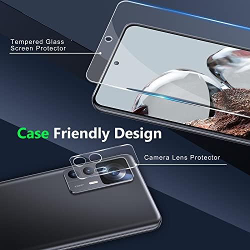 [3+3 пакет] Зекинг дизајниран за Xiaomi 12t Pro Temered Glass and Comage Lens заштитник, HD Clear 9H тврдост [Ply Friendly] Филмски меур бесплатно