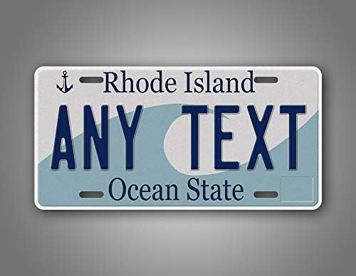 SignsandTagsonline персонализираше кој било текст на регистарска табличка на Род Ајленд, прилагодена RI Metal Auto Tag