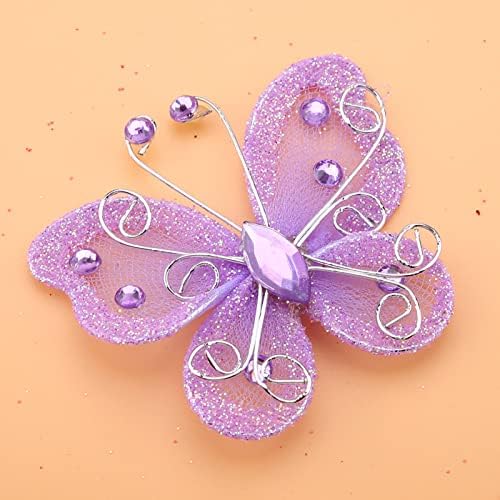 Пеперутки од органза, 24 парчиња чиста мрежна жица сјај, пеперутка ткаенина пеперутки свадбена облека за облека