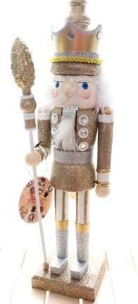 Замтак Нов 42 см високи Божиќни празници Оревокршач Сјаен крал гроздобер германска дрвена маса орев играчка за кика кукли - кукли