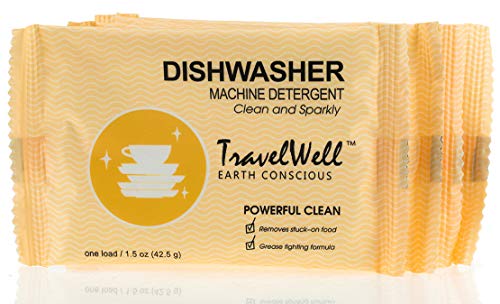 Travelwell индивидуално завиткан детергент за чинија со прав, 1,5 унца по торба, 200 кеси по кутија машина за миење садови за плакнење