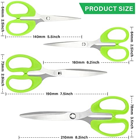 Ekcirxt ножици сет од 4, повеќенаменски остри ножици со премиум сечила од не'рѓосувачки челик, рачки за удобност, ножици за занаетчиски