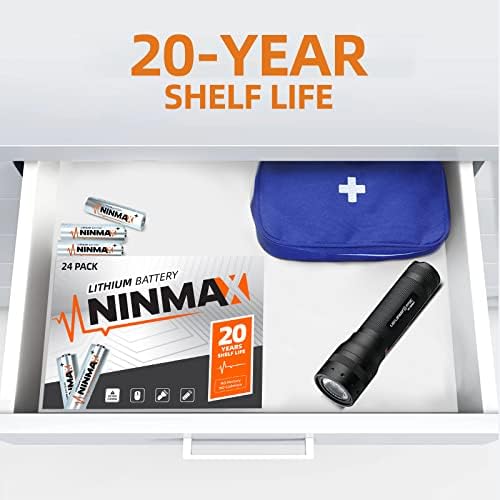 Ninmax Lithium AA батерии, 24pack 1,5V подолготрајна двојна батерија за високо-технолошки уреди 【Не-реакционите】