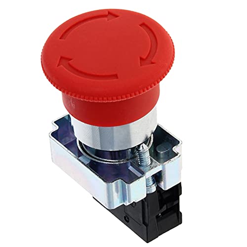 Jutagoss итен стоп прекинувач за притискање црвен знак за итни случаи стоп-стоп-копче за влечење на печурки, за заклучување на итно прекинувач
